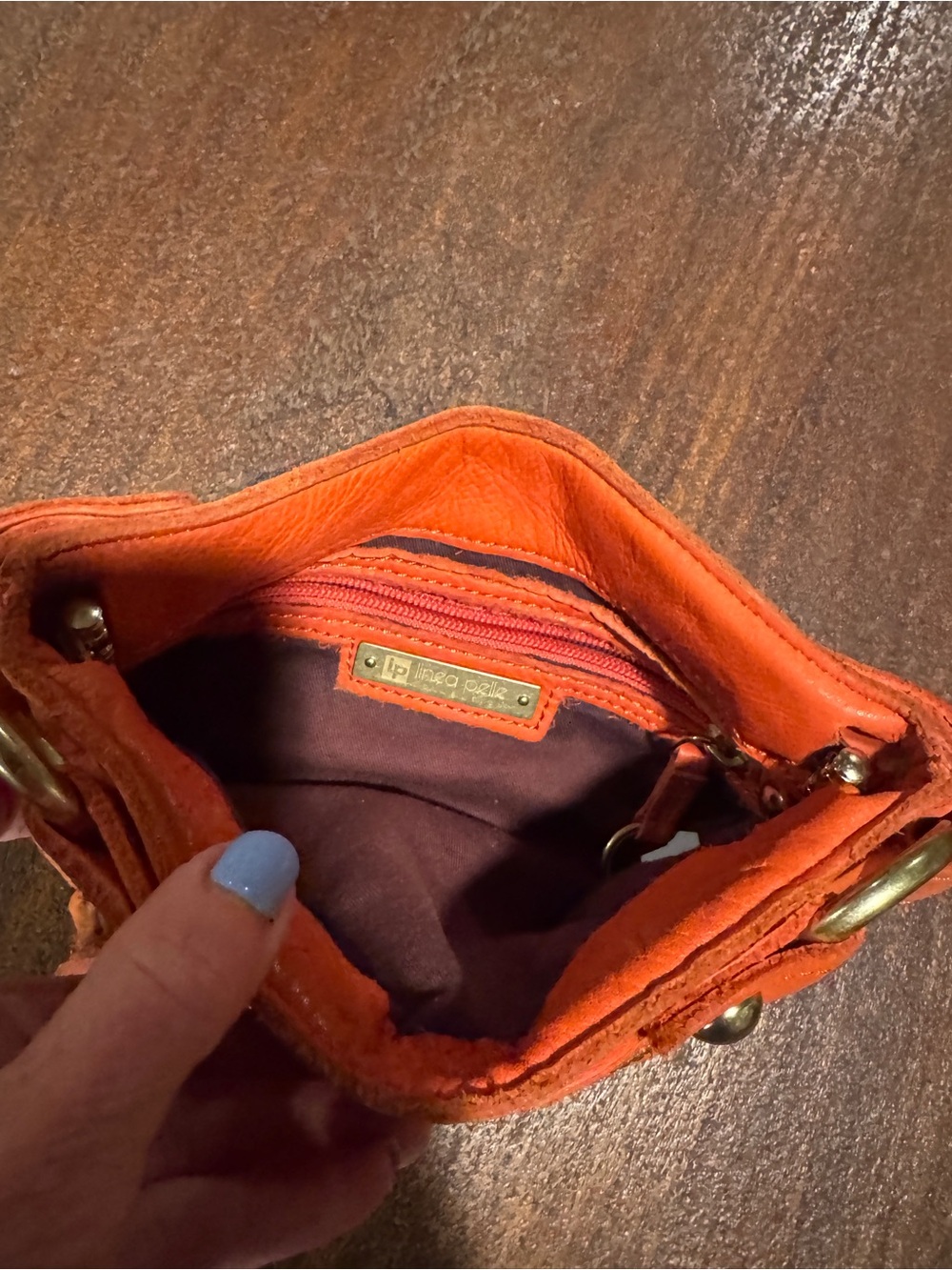 Orange leather clutch bag - Picture 4 of 4